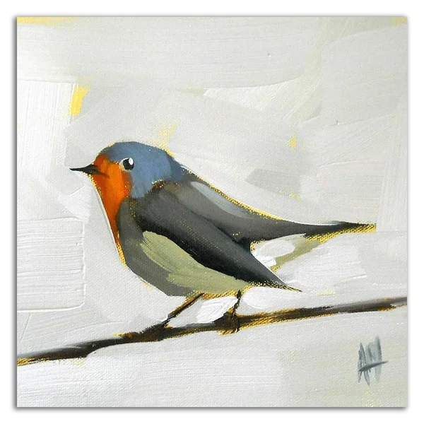 18x22 x 18x22 Robin on Wire by Angela Moulton Print on Canvas
