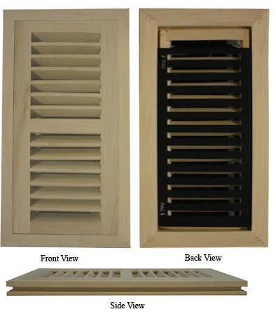 4x22 x 10x22 Flush Mount Maple Wood Floor Register High Output Air Flow