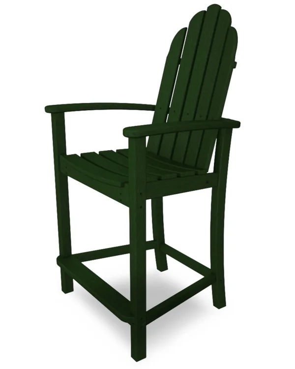 POLYWOOD Classic Adirondack Counter Chair - Green, 20.25" x 24.25" x 15.5"