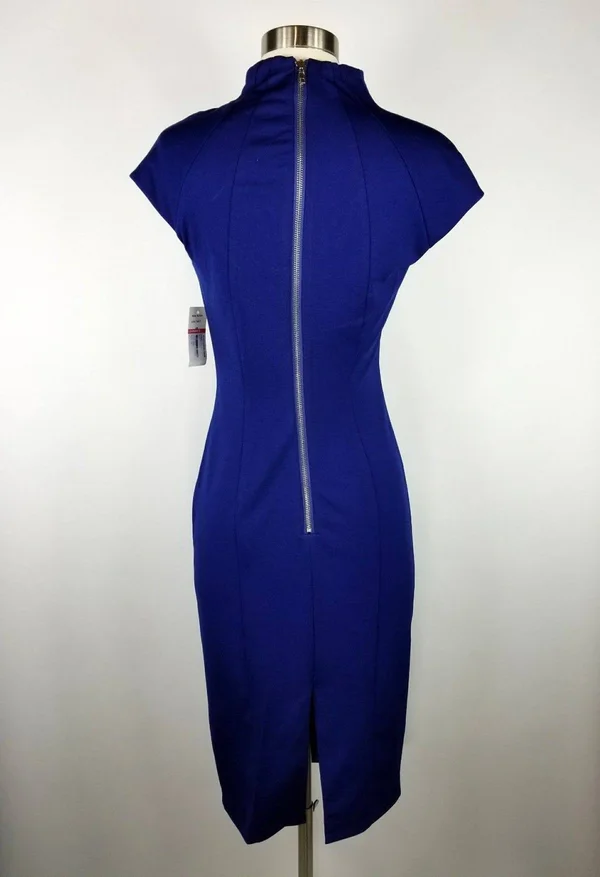 Alexia Admor Katrina V-Neck Midi Dress, Navy, XS, Blue