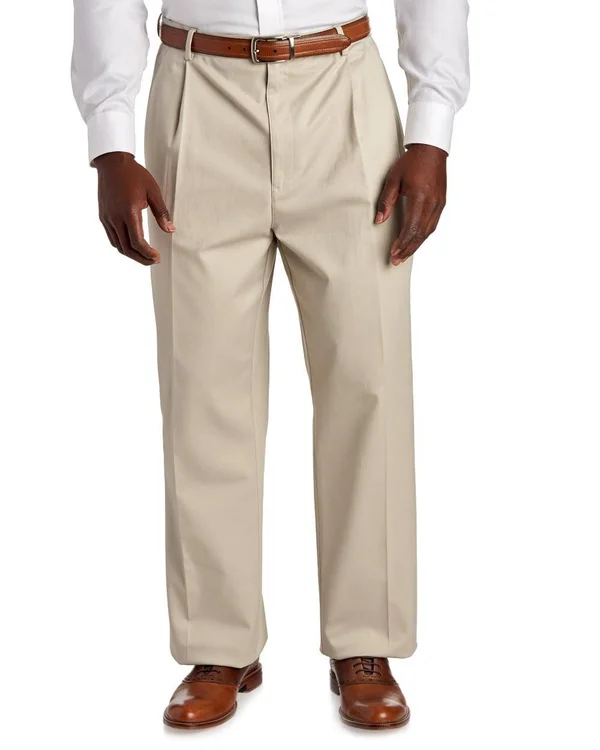 Savane Men's Big & Tall Ultimate Performance Chino Pleated Pants