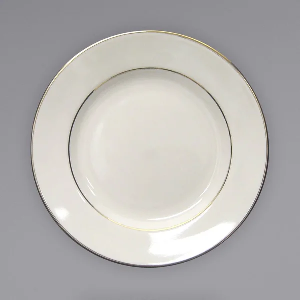 International Tableware FL-16GF Florentine 10x22 Gold Rim Ivory (American White) Stoneware Plate - 12/Case