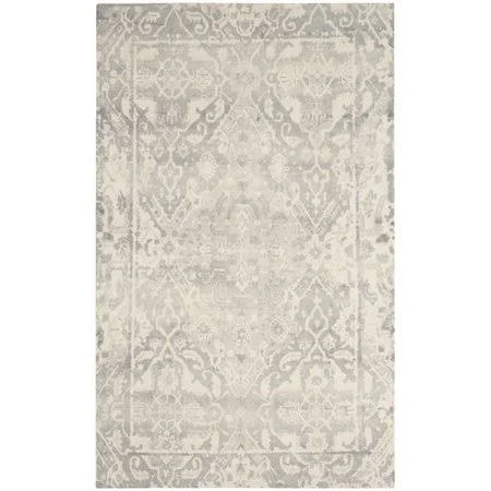 August Grove Katy Hand-Tufted Light Gray - Ivory Area Rug, Size: Rectangle 4& x 6&