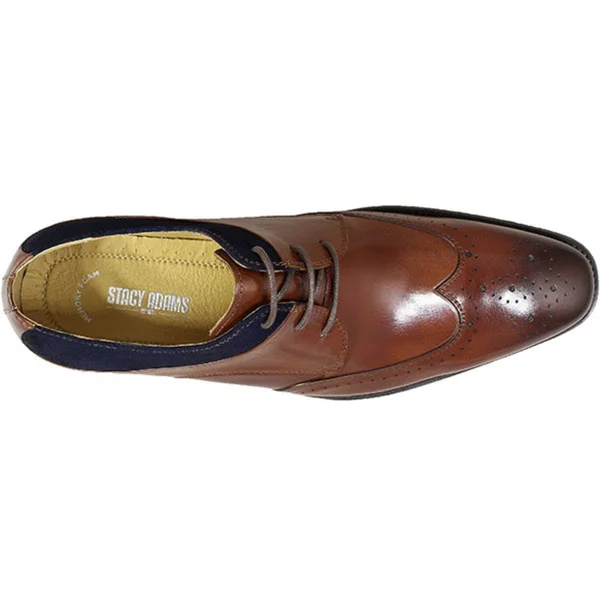 Stacy Adams Hewlett Wingtip Oxford - Men's - Cognac/Navy
