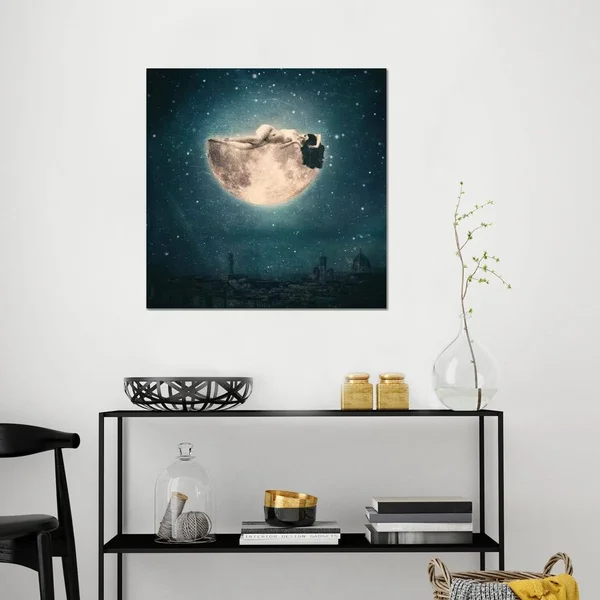 Paula Belle Flores Paintings Canvas Art Prints - Moon Reverie ( People art)