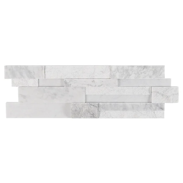 TileBar Stackstone 3D Snow White Marble Ledger Panel Wall Tile, Backsplash, Wall and Floor