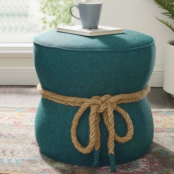 Contemporary Upholstered Living Room Ottoman - Teal