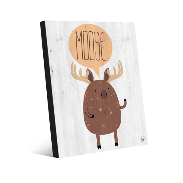 Creative Gallery Moose on Wood Wall Art Print, Grey