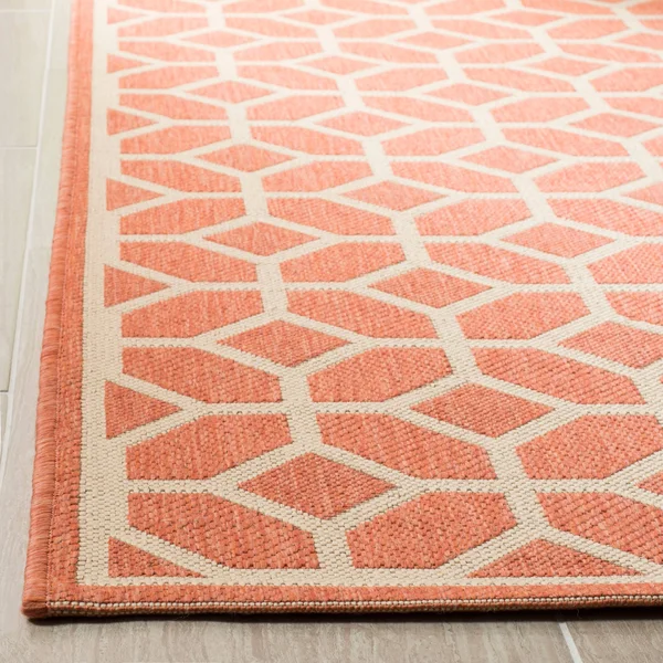 Safavieh Linden LND127Q 6&7x22 x 6&7x22 Square Red, Creme Area Rug