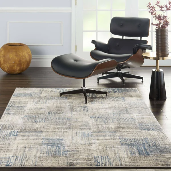 Nourison Solace SLA03 Area Rug, Ivory/Grey/Blue, 5&3x22 x 7&3x22
