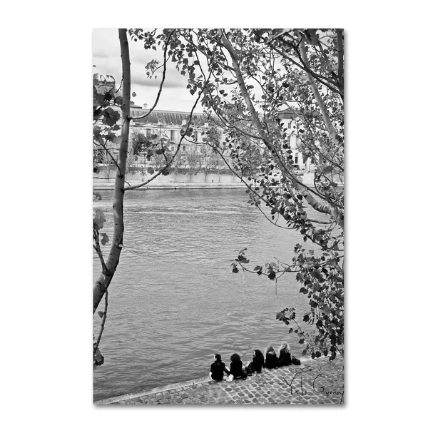 Trademark Fine Art Paris Deux - 5 Girls on Seine by Yale Gurney Photographic Print on Wrapped Canvas - Size: 47x22 H x 30x22 W x