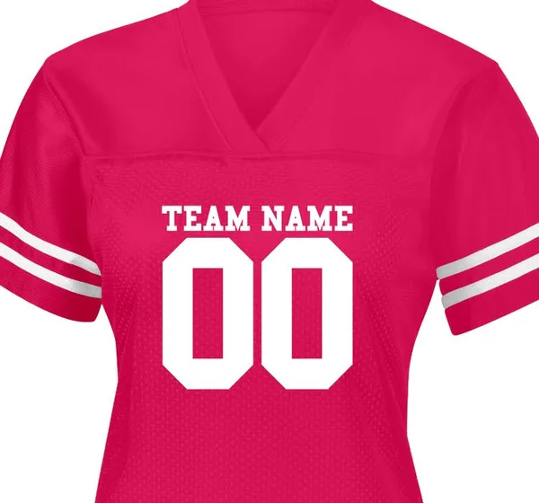 Custom Team Printed Sport - Tek Women's Football Jerseys - Ladies Replica Fan Jersey - Size: S, Pink Raspberry/White
