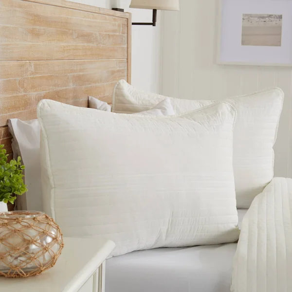 Great Bay Home Pattern Stripe Quilt Set - Cream - Full - Queen