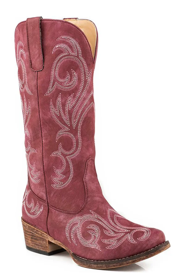 Roper Red Riley Leather Women's Faux Cowboy Boots