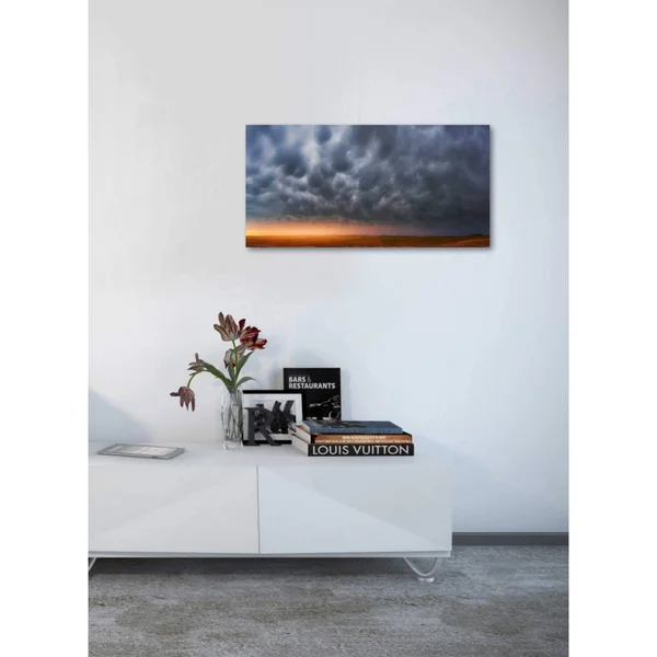 Epic Graffiti Mammatus Over Madrid by Darren White, Giclee Canvas Wall Art 20 inch x 40 inch, Size: 20 x 40, Gray