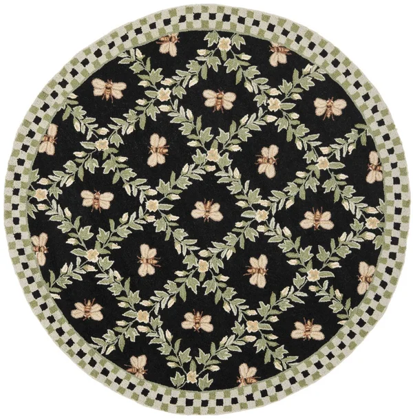 Safavieh Chelsea HK55B 5&6x22 x 5&6x22 Round Black Area Rug