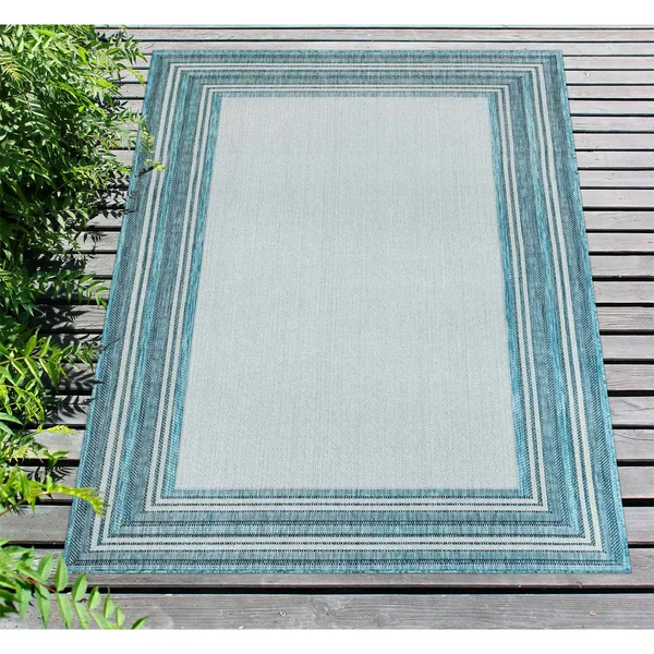 Liora Manne Carmel Multi Border Indoor/Outdoor Rug Green 7&10x22x9&10x22