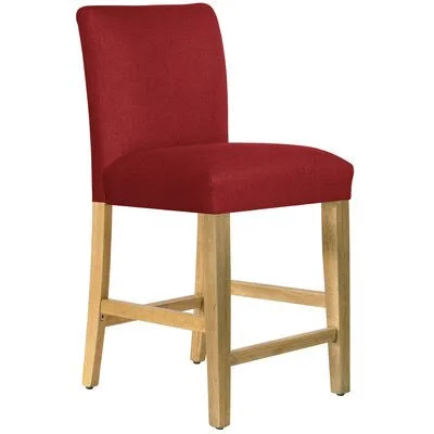 Connery Bar & Counter Stool Wayfair Custom Upholstery Leg Color: Natural Wood, Body Fabric: Linen Antique Red, Seat Height