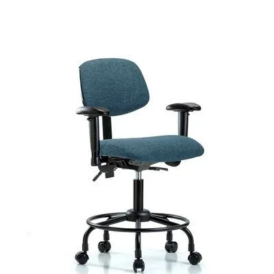 Symple Stuff Atticus Round Tube Base Desk Height Ergonomic Office Chair - Blue