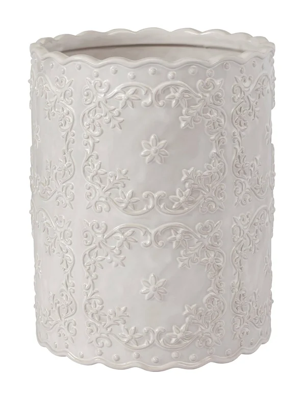 Creative Bath Ruf54wh Ruffles Wastebasket