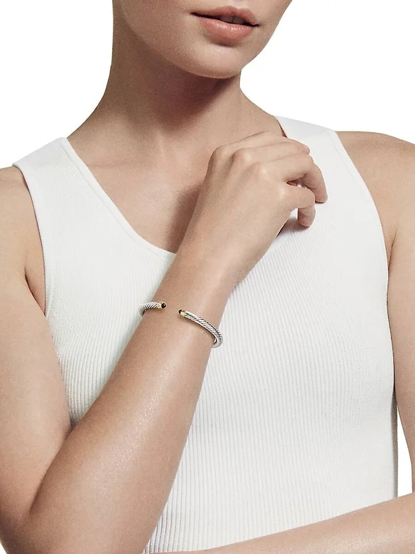 David Yurman Cable Classics Bracelet with Semiprecious Stones & 14K Gold - 5mm Black Onyx