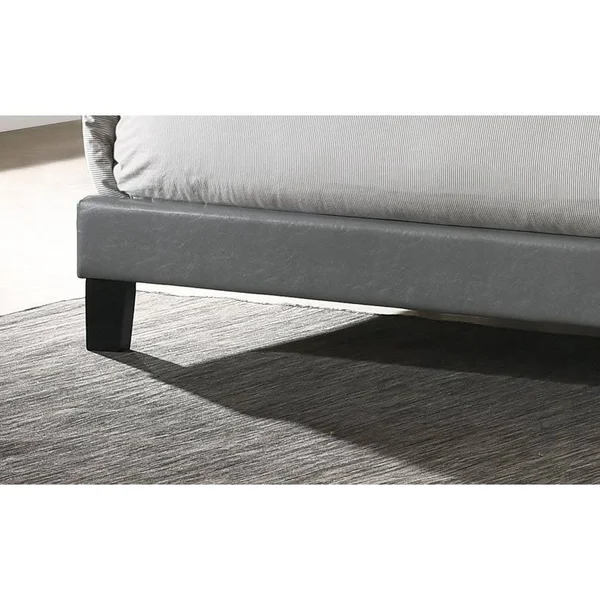 Best Quality Furniture Black Faux Leather Panel Bed - Queen