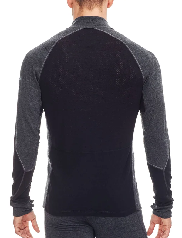 Icebreaker Men's Winter Zone LS Half Zip - Medium - Jet Heather - Black, Lunar