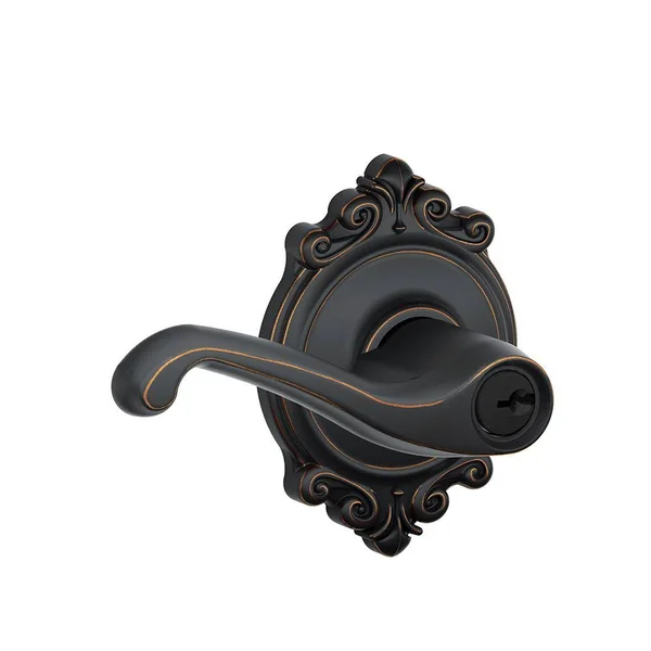 Schlage F51A Fla 716 BRK Flair Lever Keyed Entry x Brookshire Rose - Aged Bronze