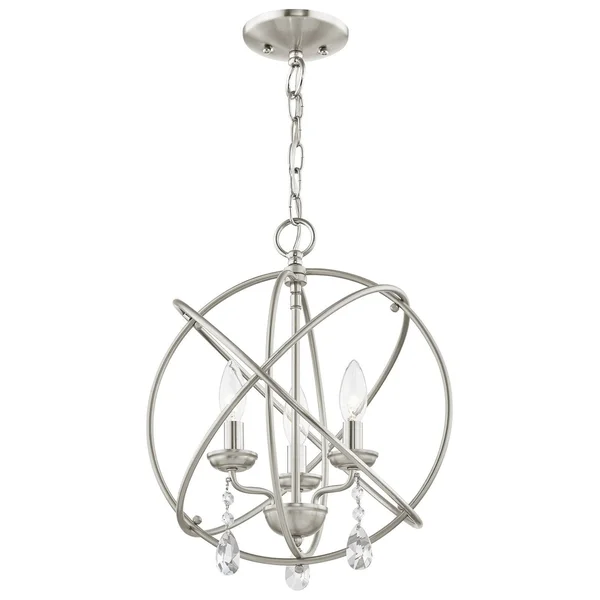 Livex Lighting Aria 3 Light Brushed Nickel Convertible Mini Chandelier/Ceiling Mount 40904-91