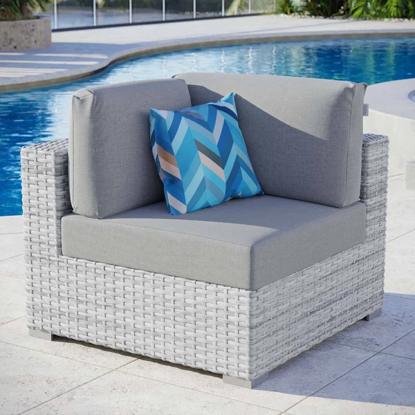 Convene Outdoor Patio Corner Chair Light Gray Charcoal Modway