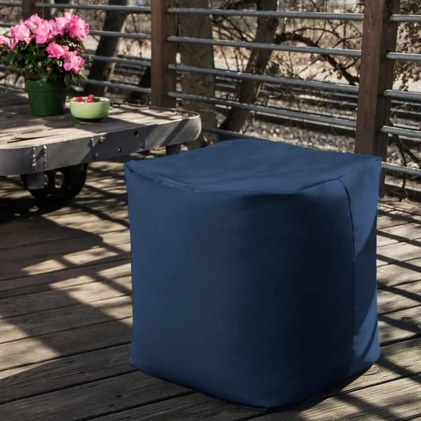 Jaxx Luckie Outdoor Pouf Ottoman - Taupe Striped