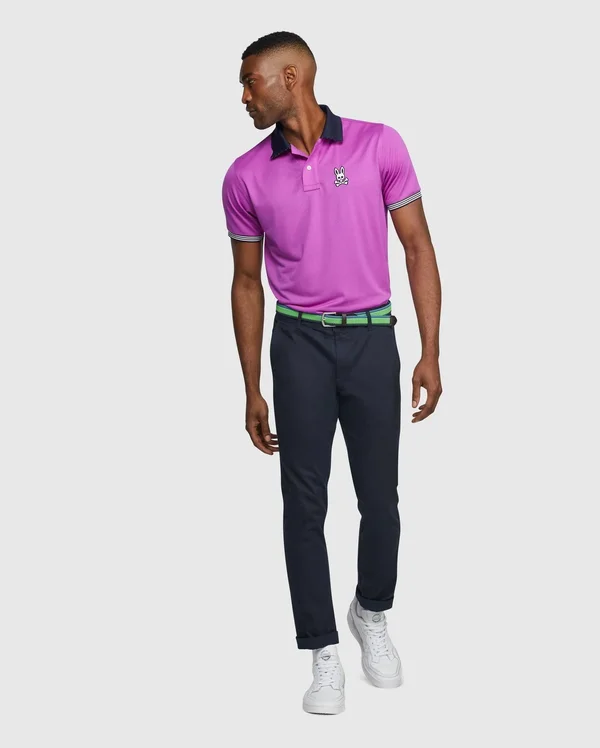 Psycho Bunny, Mens Tamar Polo, Purple Cactus Flower