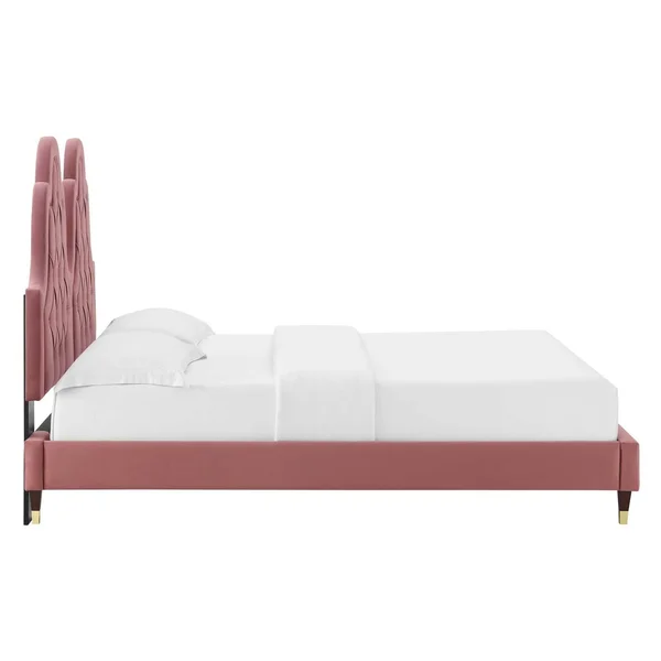 Alexandria Tufted Performance Velvet Queen Platform Bed MOD-6764-DUS