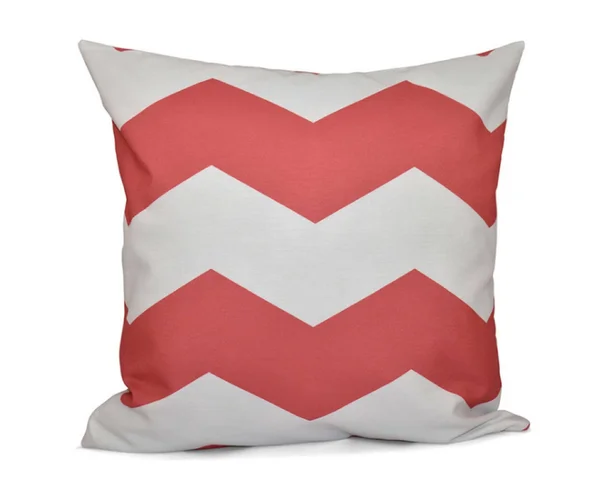 Contemporary Home Living 20x22 White and Coral Chevron Comfortable Throw Pillow - Down Alternative Filler