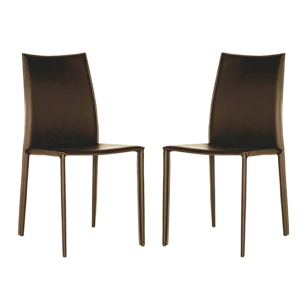 Baxton Studio Rockford Brown Leather Dining Chair (Set of 2)