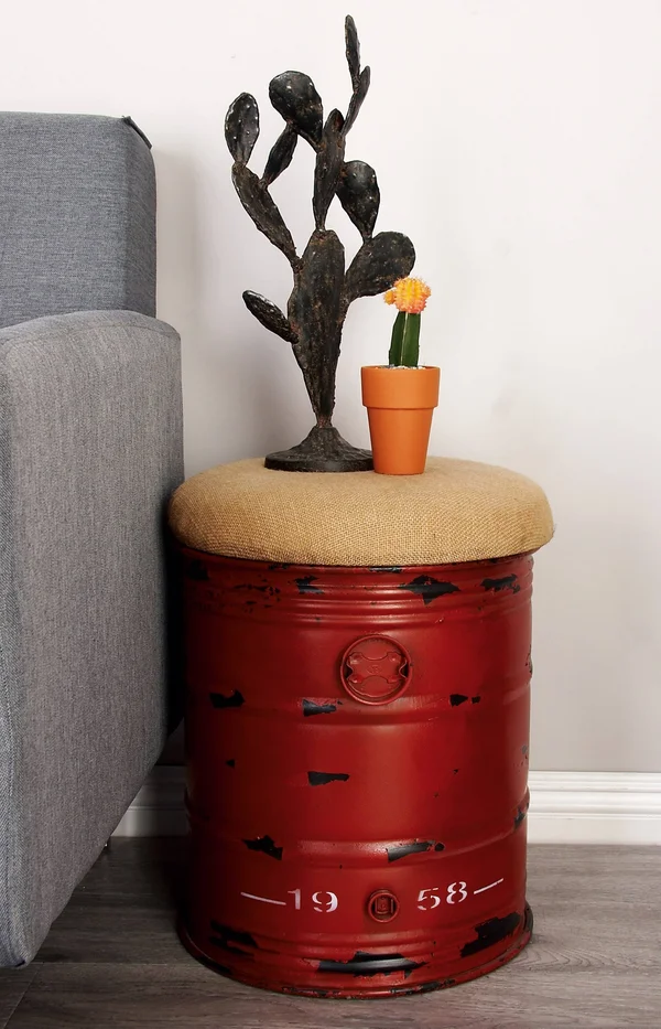Vintage Inspire Stool in Unique Oil Drum Shape