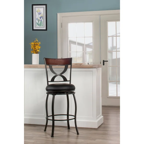 Copper Grove Essonnes Pewter/Black Metal/or Vinyl Swivel Counter-Height Stool - Single - Counter Height