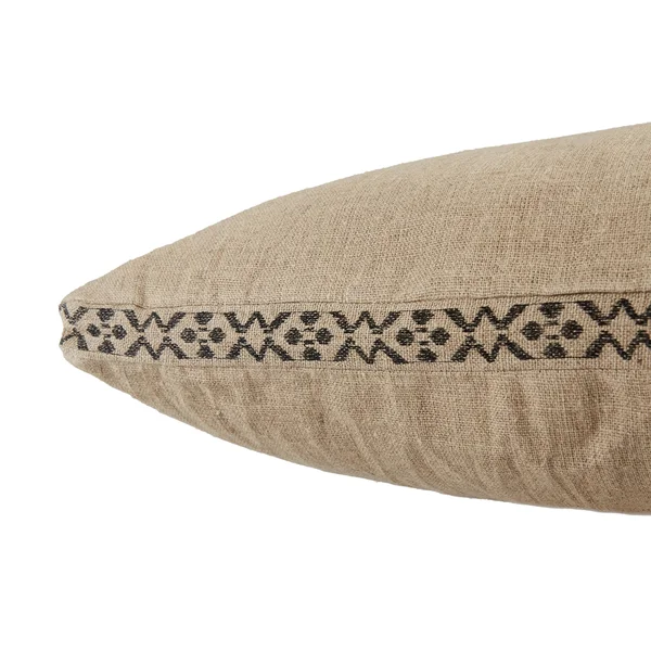 Ismay Border Pillow - 24x22x24x22 Polyester Fill - Beige/Dark Grey