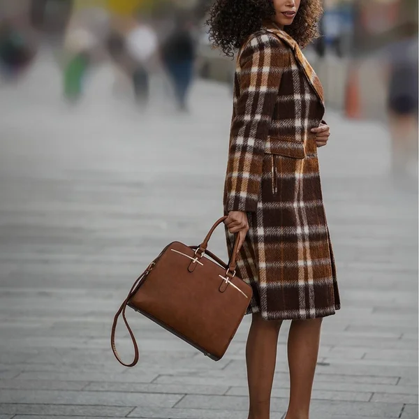 Women's MK Belted Collection Compartment Satchel with Wristlet Brown