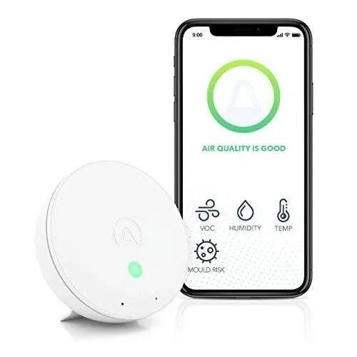 Airthings Wave Mini - Indoor Air Quality Monitor - Chemicals (TVOCs), Mould Risk, Humidity, Temperature