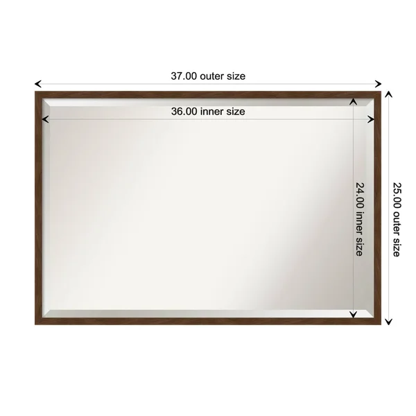 Amanti Art Carlisle 19 in. x 25 in. Rustic Rectangle Framed Brown Narrow Bathroom Vanity Wall Mirror - Matte Brown
