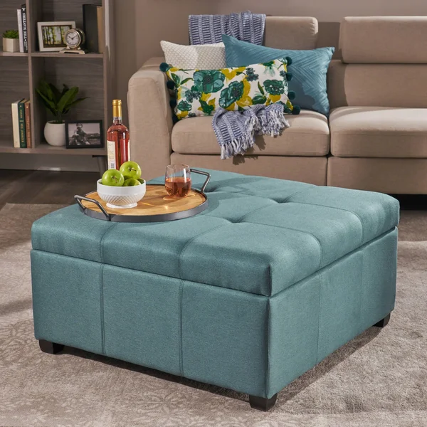 Christopher Knight Home Carlsbad Fabric Storage Ottoman - Dark Blue
