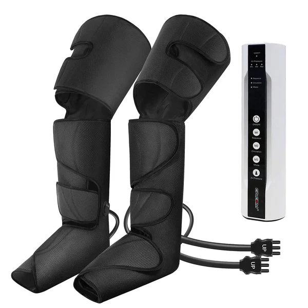 CINCOM Leg Air Compression Massager for Foot Calf Thigh Upgrade Leg Wraps with Portable Handheld Controller and 2 Extensions- 3