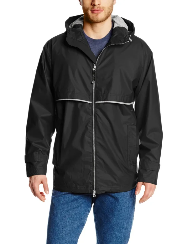 Charles River Apparel Men's New Englander Rain Jacket Black, Grey Xs