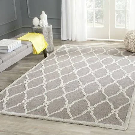 Wrought Studio Martins Hand-Tufted Wool Dark Gray/Ivory Area Rug - Size: Rectangle 9' x 12'