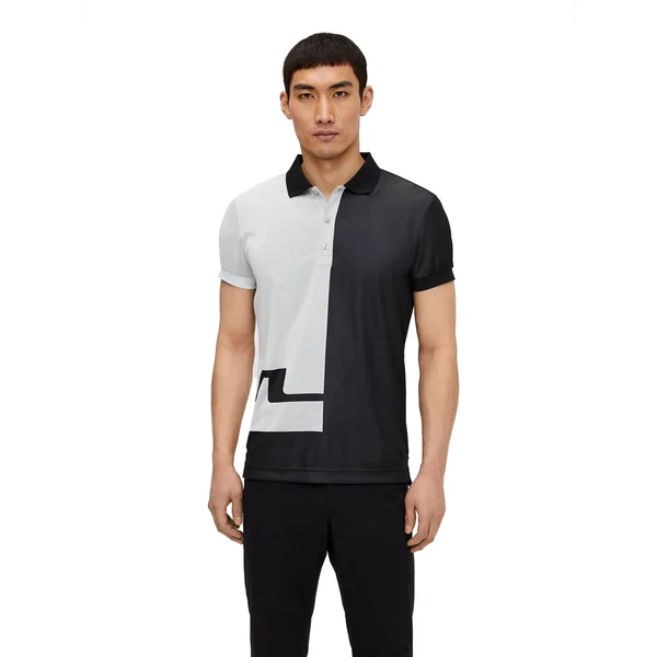 J Lindeberg Joseph Slim TX Jacquard Polo Shirt (XXL) in Black - Grey