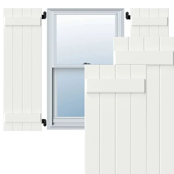 Ekena Millwork CWB15X032UNC 15x22W x 32x22H Exterior Four Board (2 Batten) Composite Board-n-Batten Shutters (Per Pair) - Unfinis