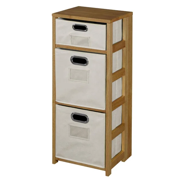 Niche FFSQ3412MONT 34 in. Flip Flop Square Folding Bookcase with Folding Fabric Bins - Medium Oak & Natural