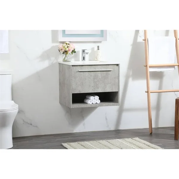 Elegant-24 inch Single Bathroom Vanity in Concrete grey-VF43524MCG