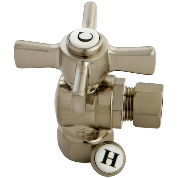 Kingston Brass CC33102ZX Millennium 3/8x22 FIP x 3/8x22 OD Compression Angle Valve, Polished Brass